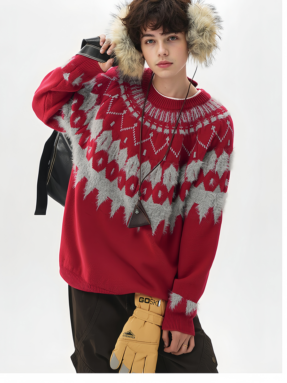 Fair Isle Red Christmas Jacquard Pattern Sweaters
