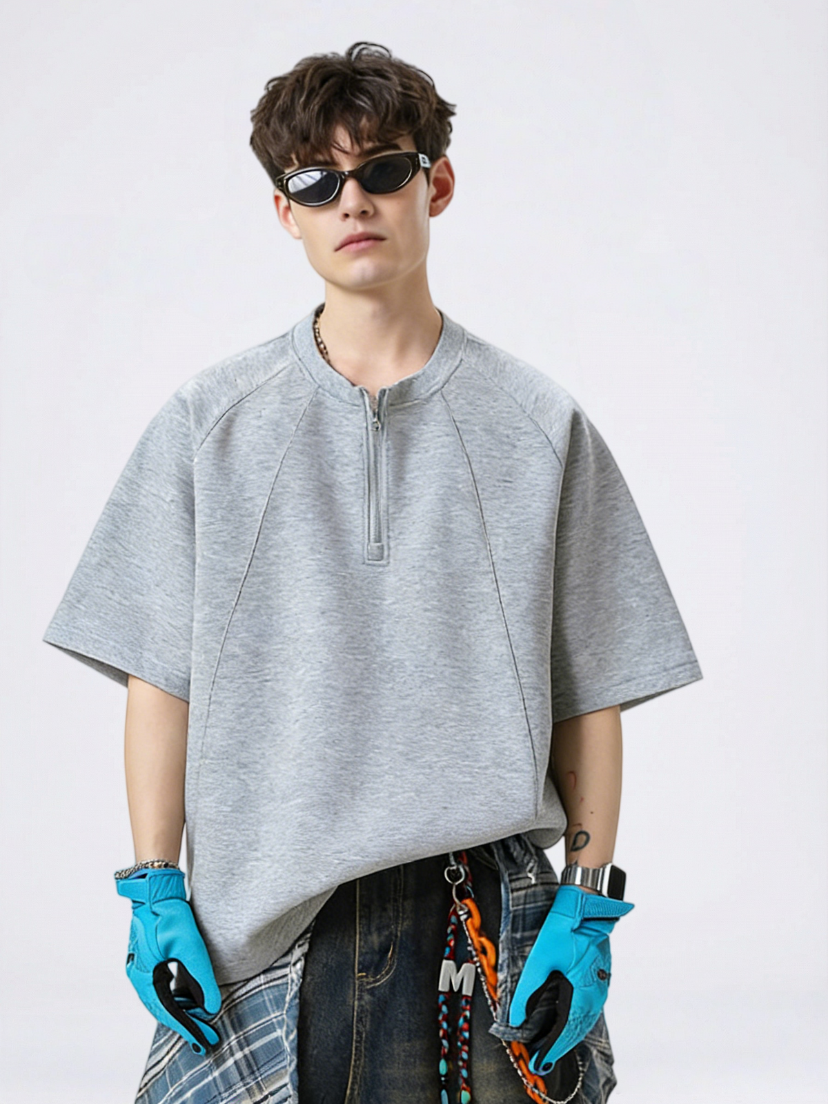 Half Zipper Stereo T-shirts