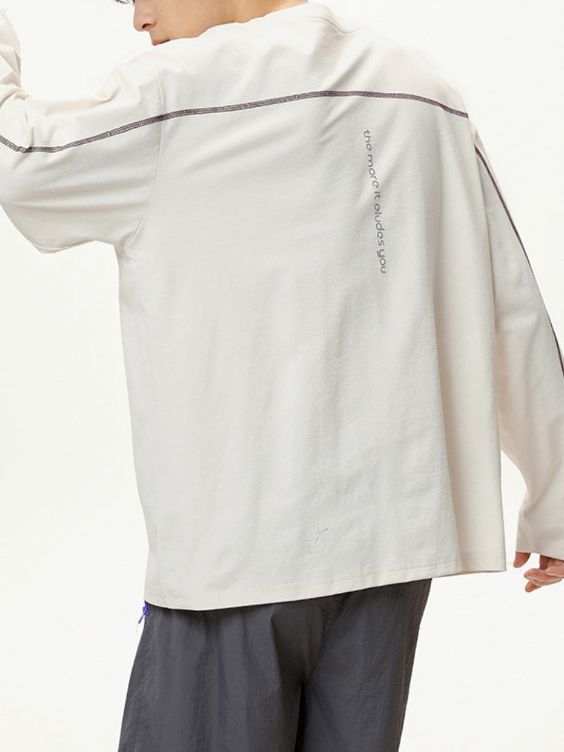 UV-Protection Color-Block Top-Stitched Long-Sleeve Tee
