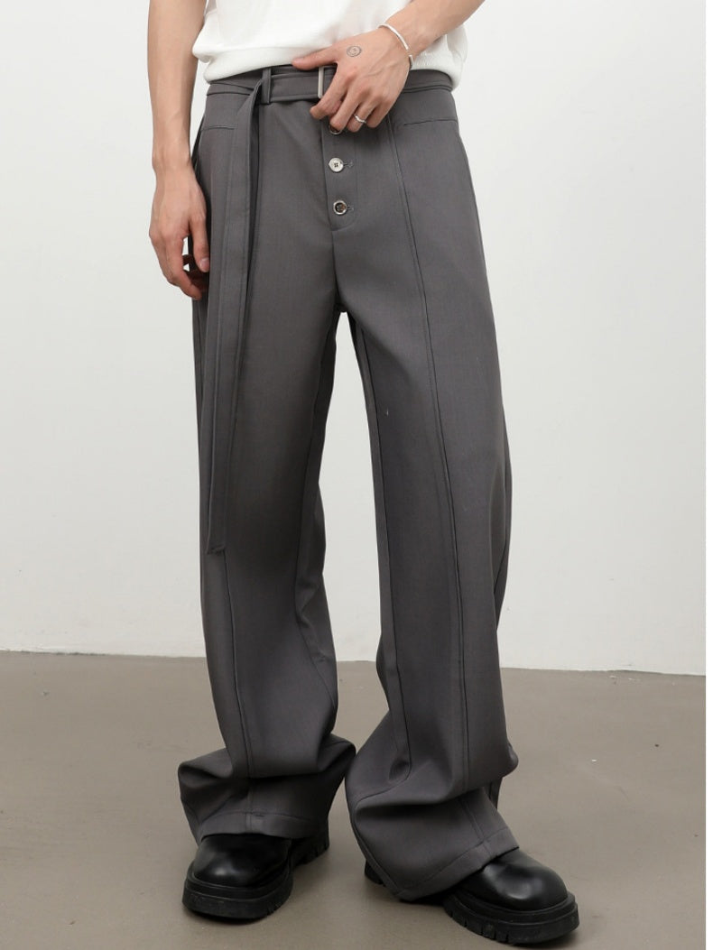 Stereo Multiple Buttons Straight-fit Dress Pants Pants
