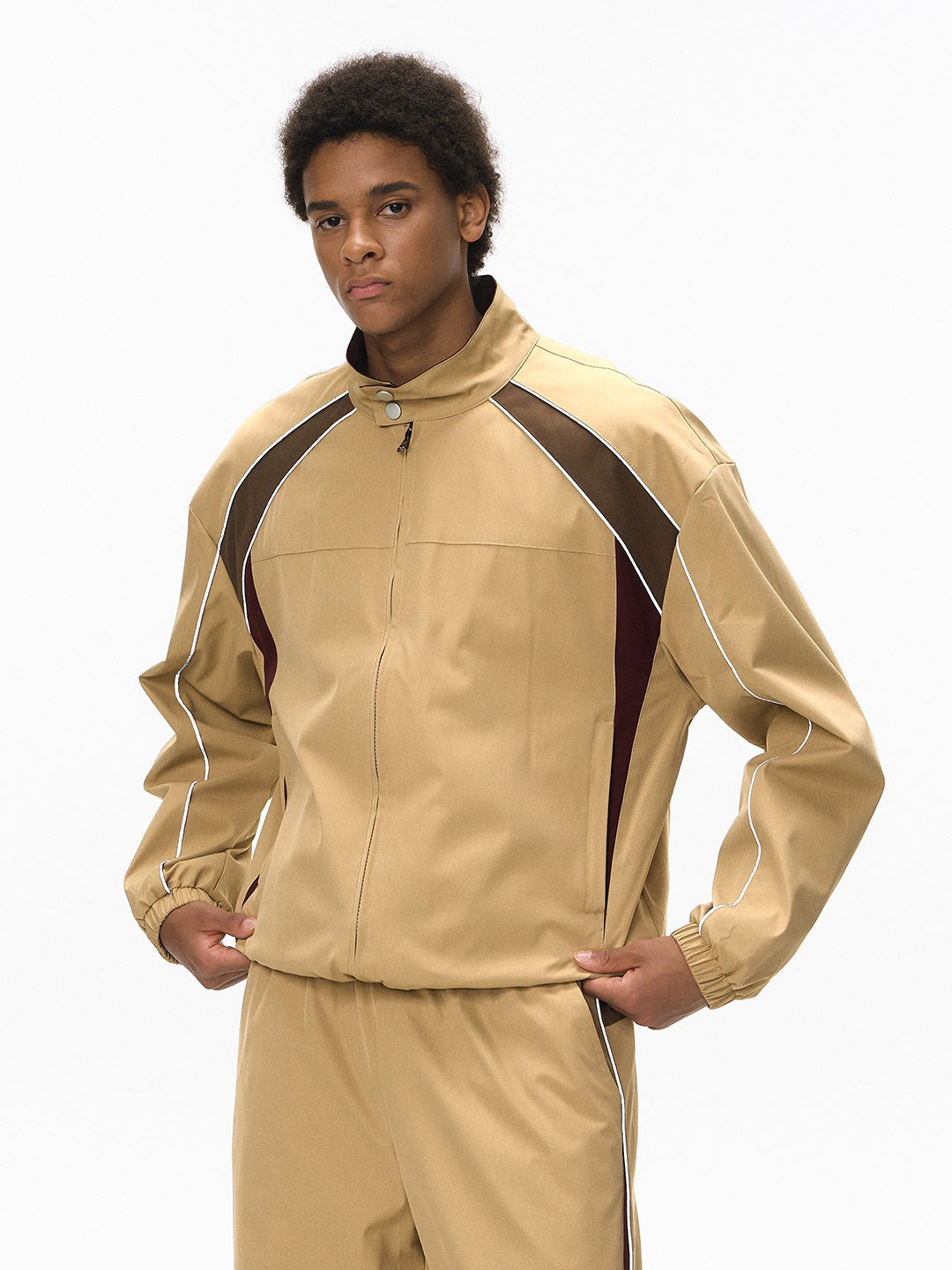 Function Retro Sports Racing Suit Jackets Wide-leg Pants Set