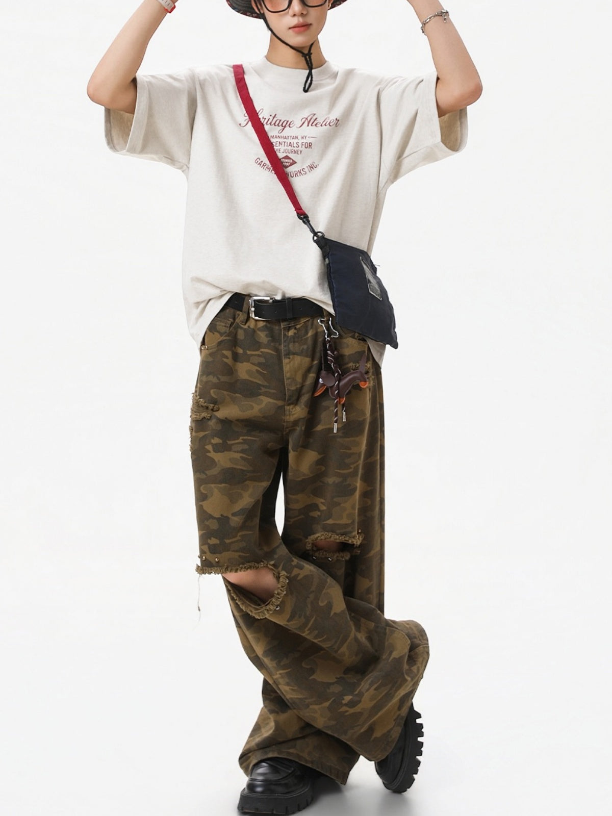Distressed Mottled Letter Printed T-shirts