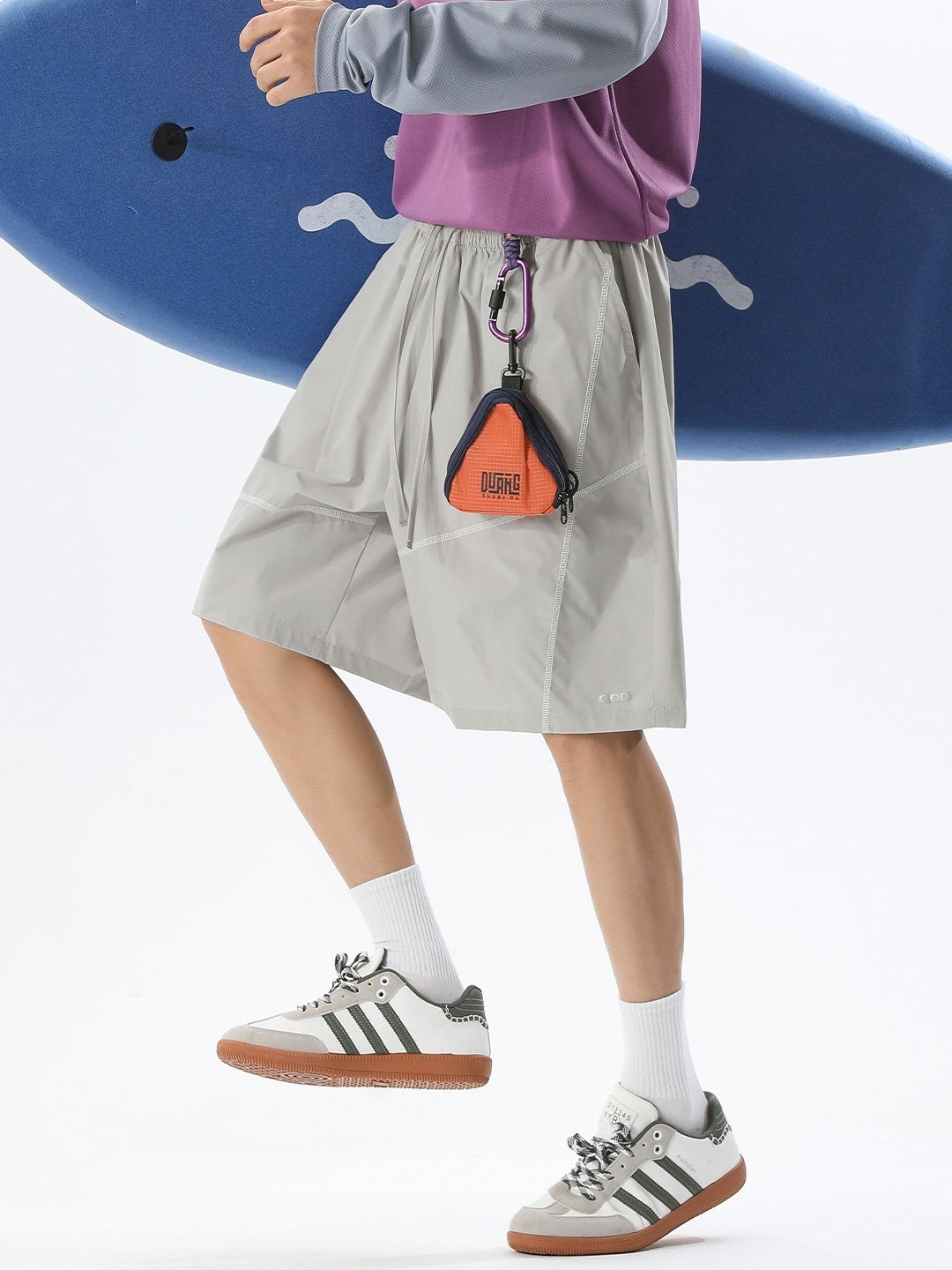 Water-repellent Reflective Color-blocked Lightweight Breathable Five Points Shorts