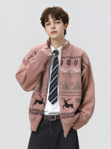Christmas Jacquard Fair Isle Retro Ethnic Cardigan Sweater
