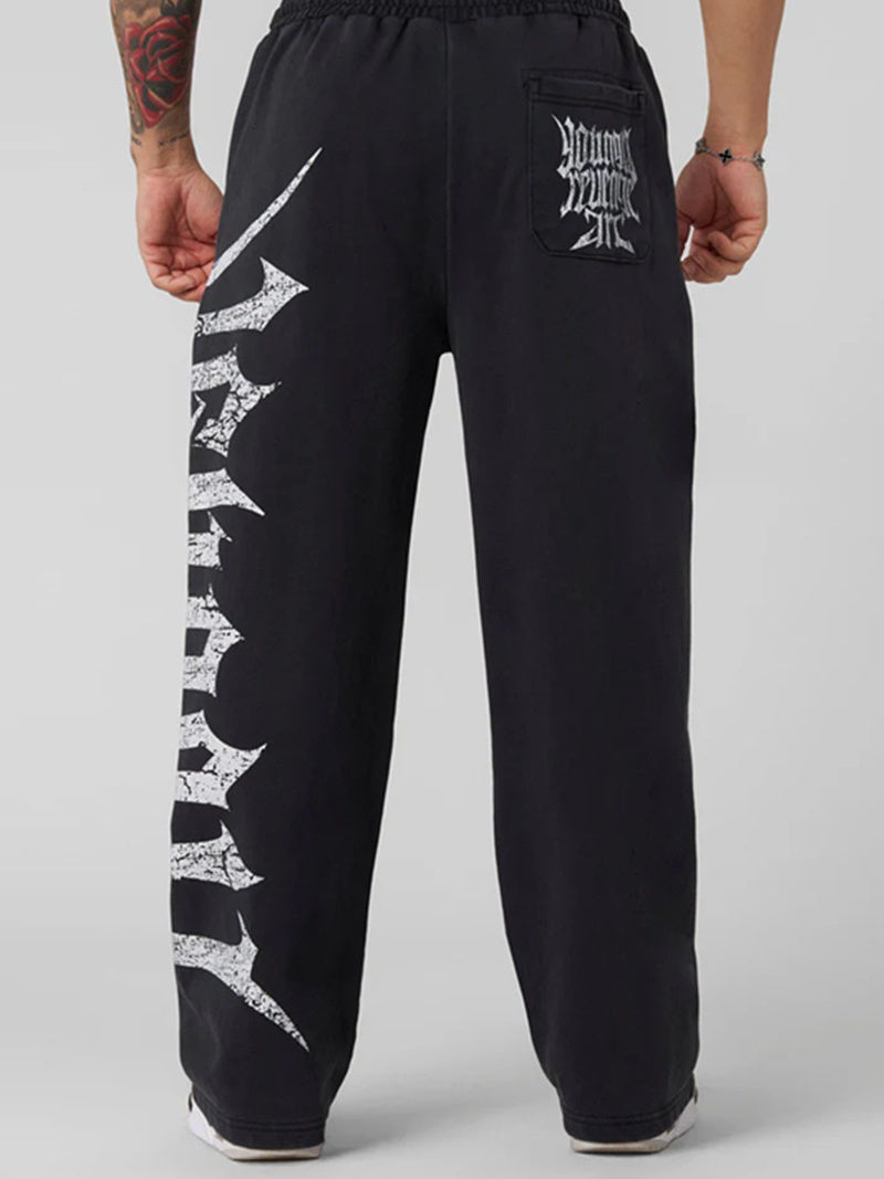 Bodybuilding-Jogginghose mit Print und weitem Bein