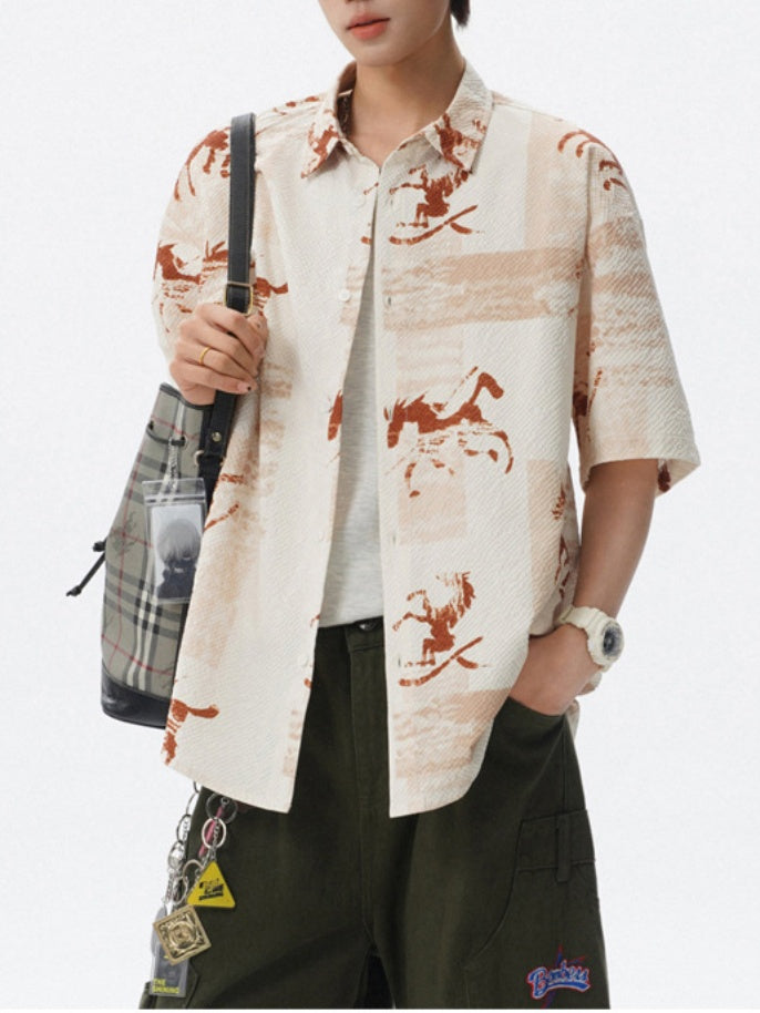 Printed Leisure Loose-fit Beach Shirts