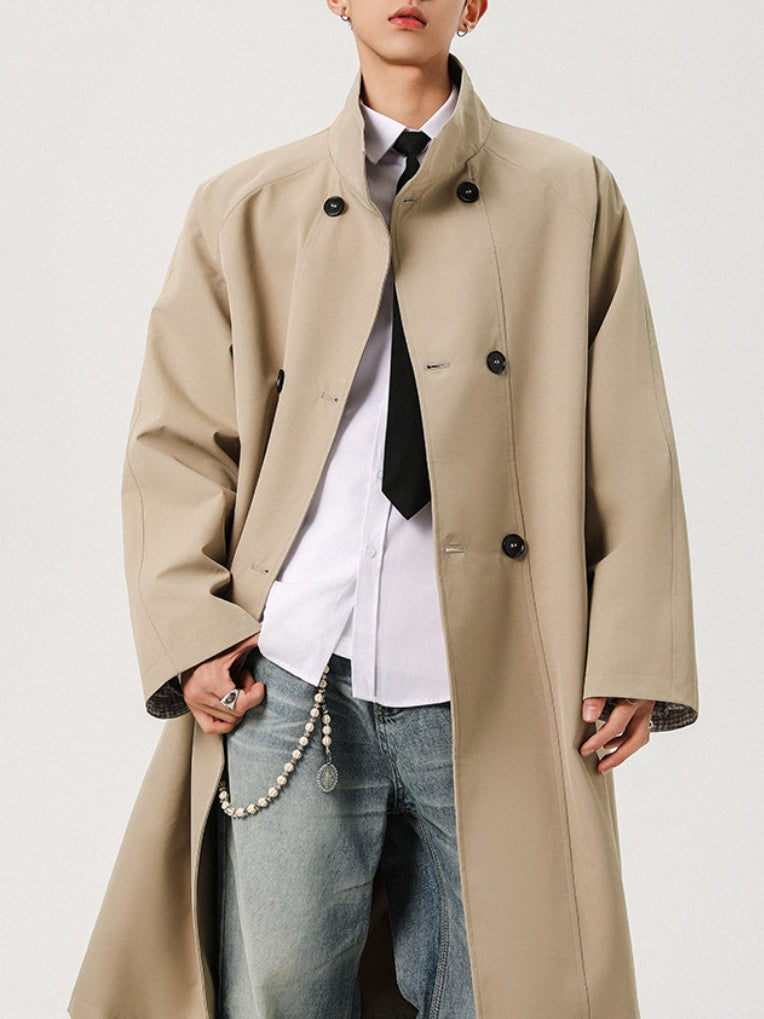 Longline Patchwork Double-Breasted Trench Coats