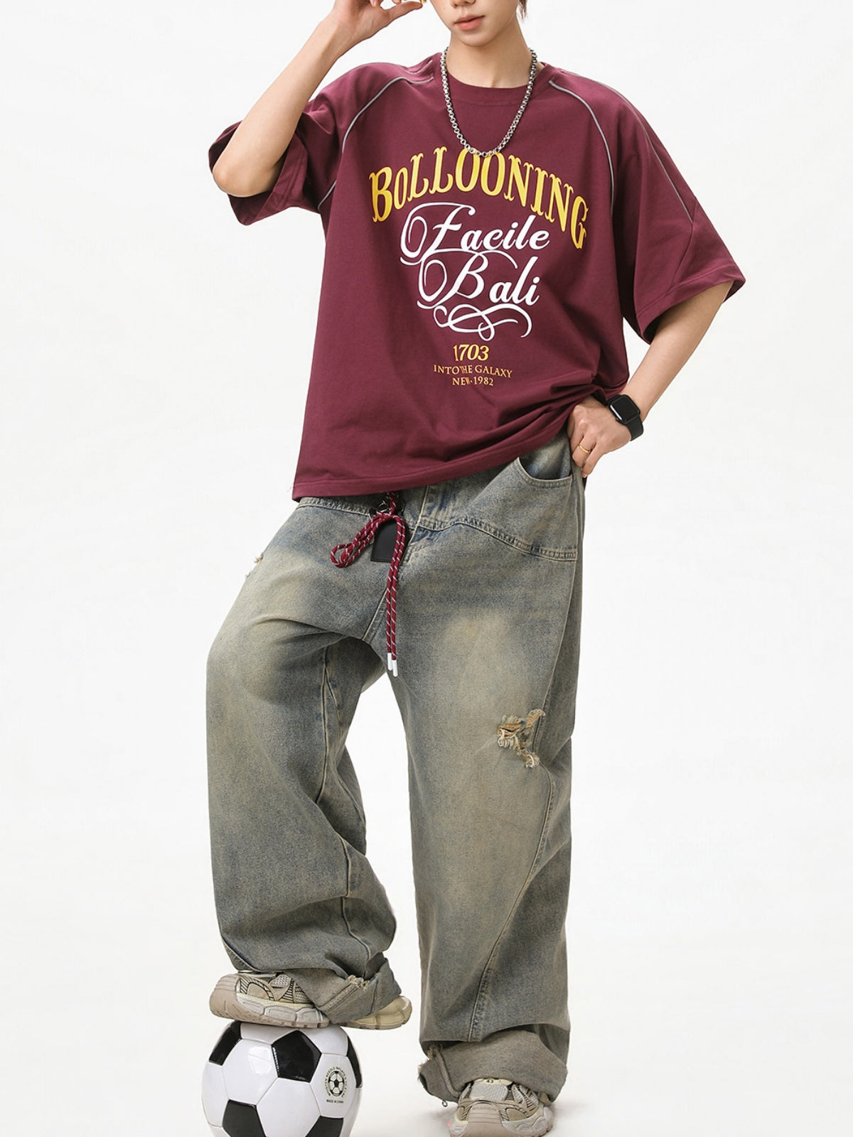 Color-blocked Letter Printed T-shirts