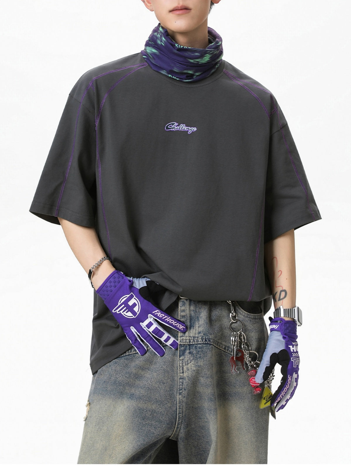 Color-blocked Letter Printed T-shirts