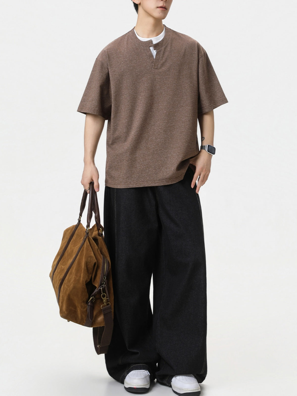 Simplicity Layered-look Loose-fit Asymmetrical T-shirts