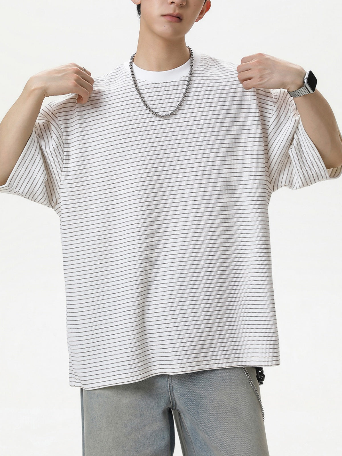 Simplicity Black And White Stripes T-shirts