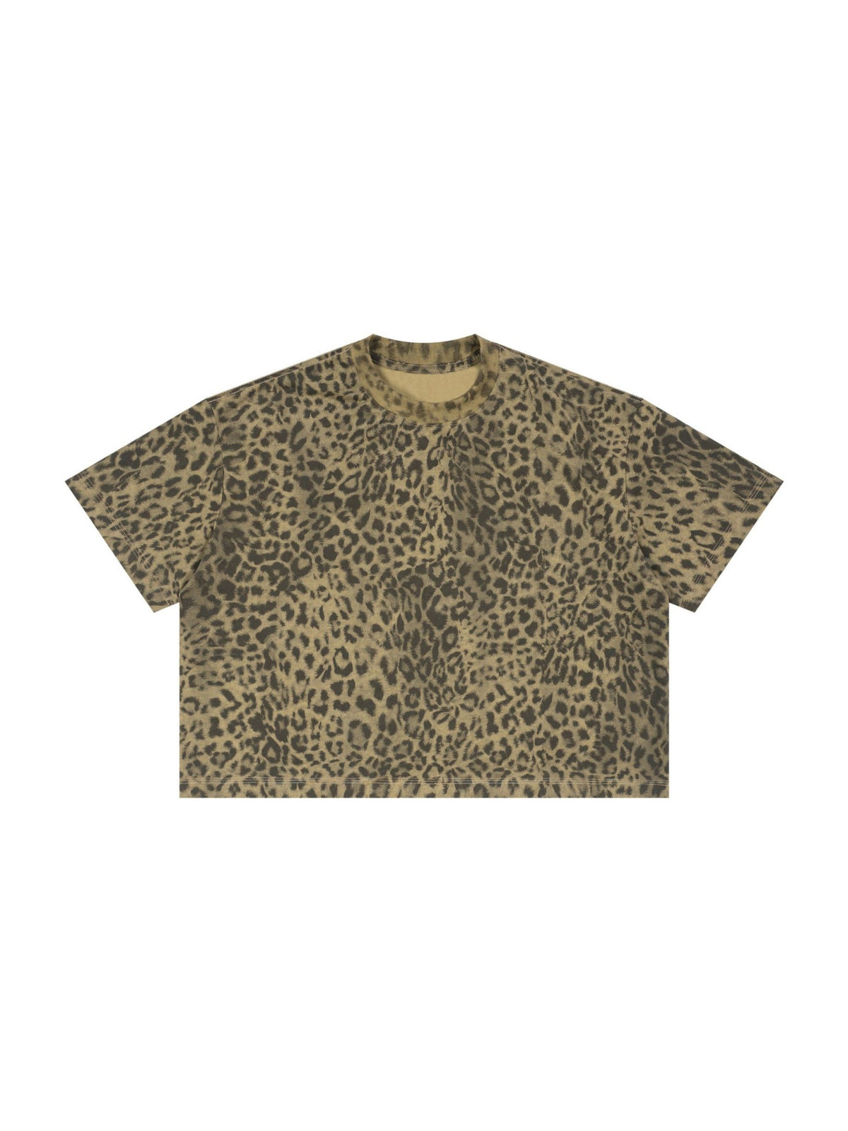 Loose-fit Cropped Leopard Print Printed T-shirt