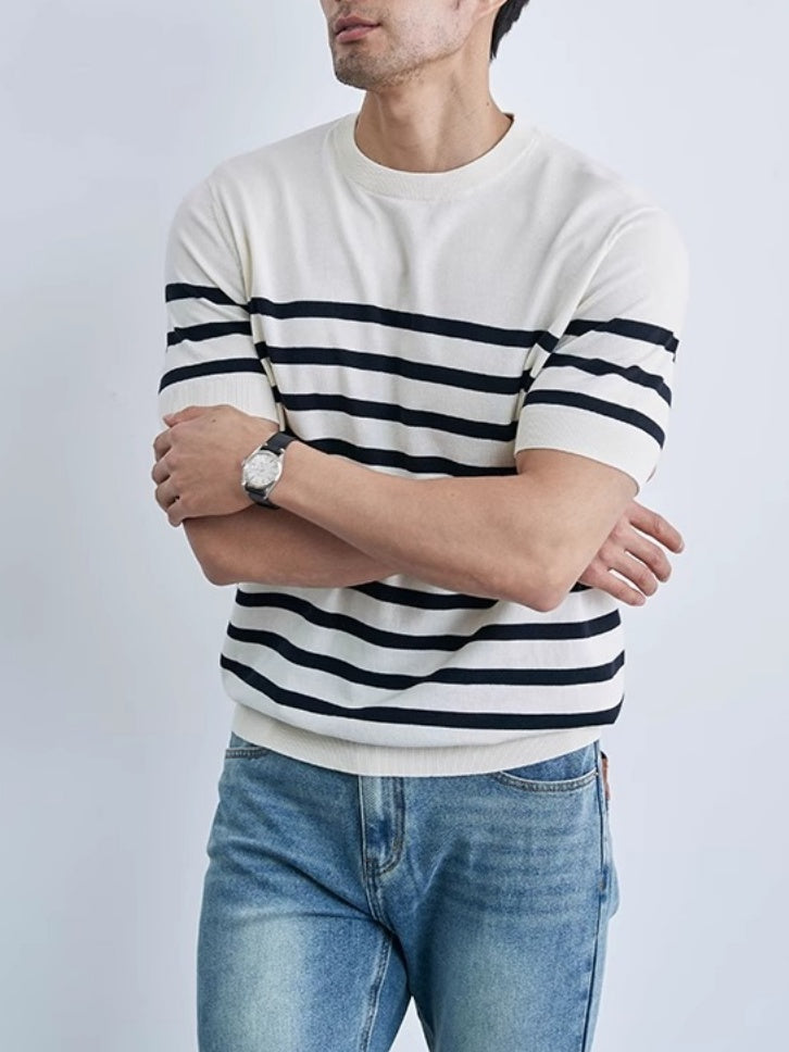 Old Money Style Stripes Slim-fit T-shirts