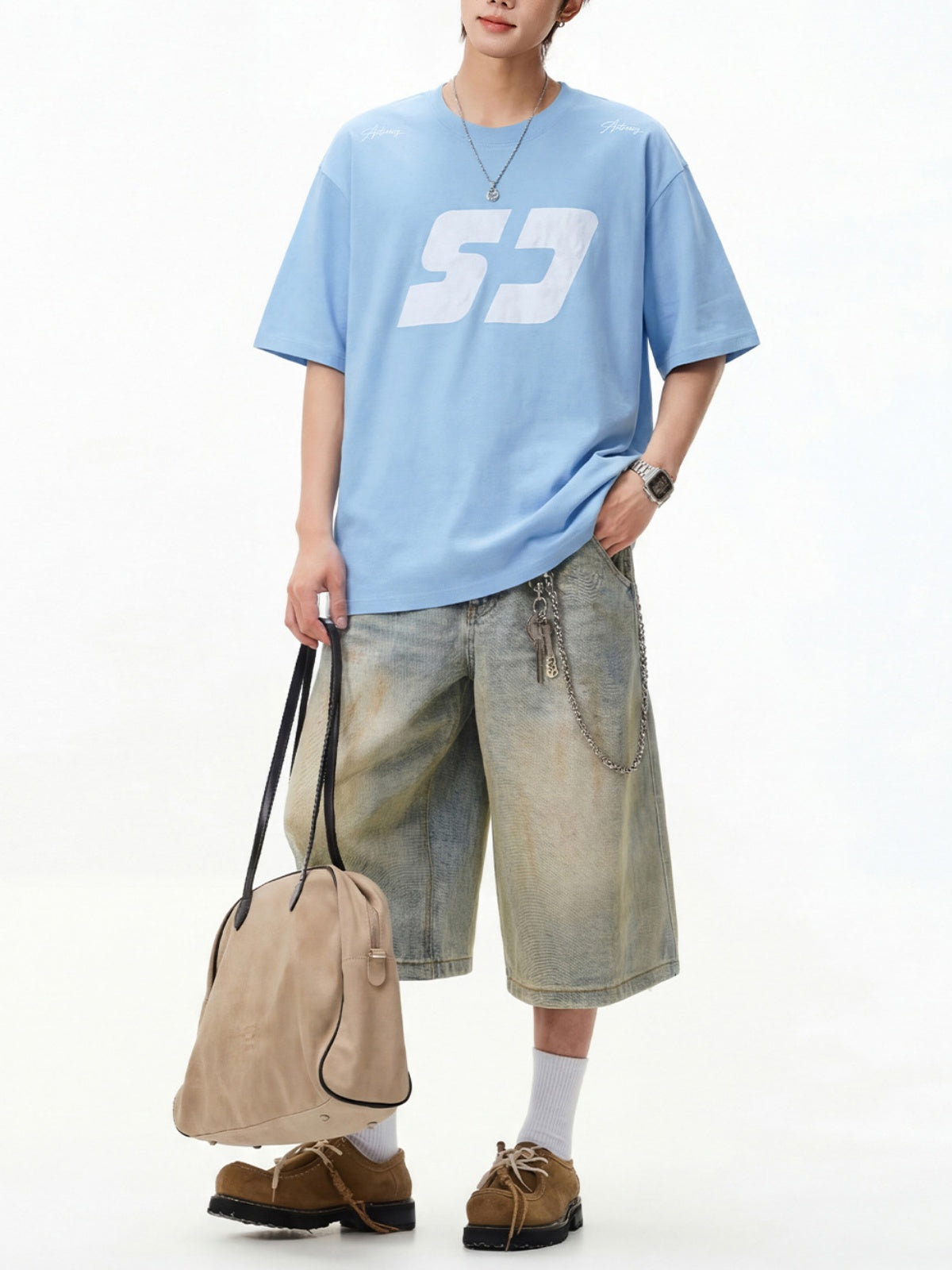 Color-blocked Printed Loose-fit T-shirts