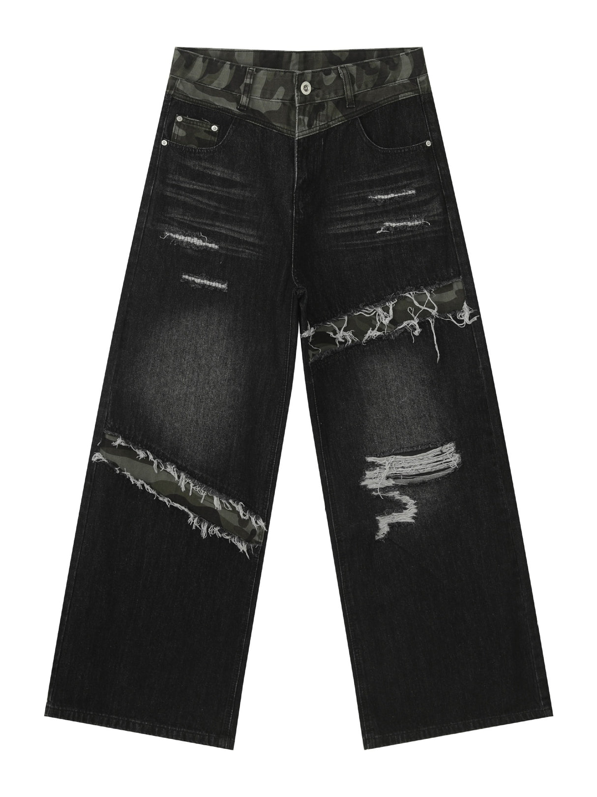 Patch Fake Hole Patchwork Jeans