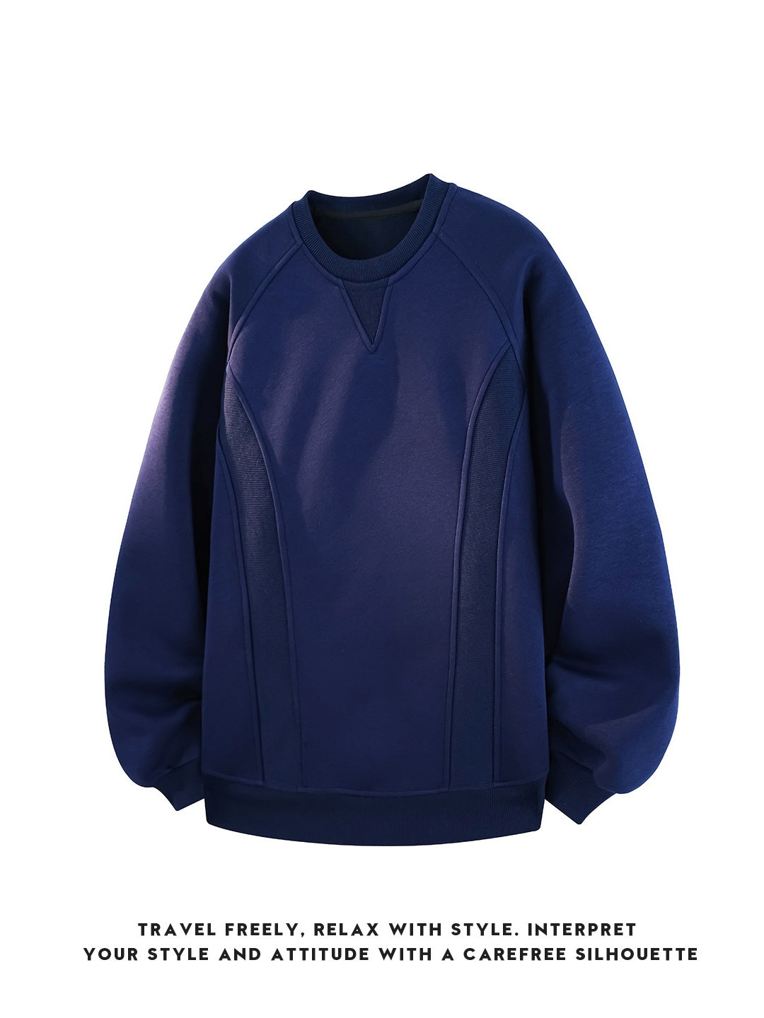 Boxy Structure Patchwork Collarless Sweatshirt