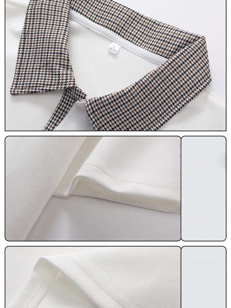 Old Money Style Plaid Patchwork POLO Shirt
