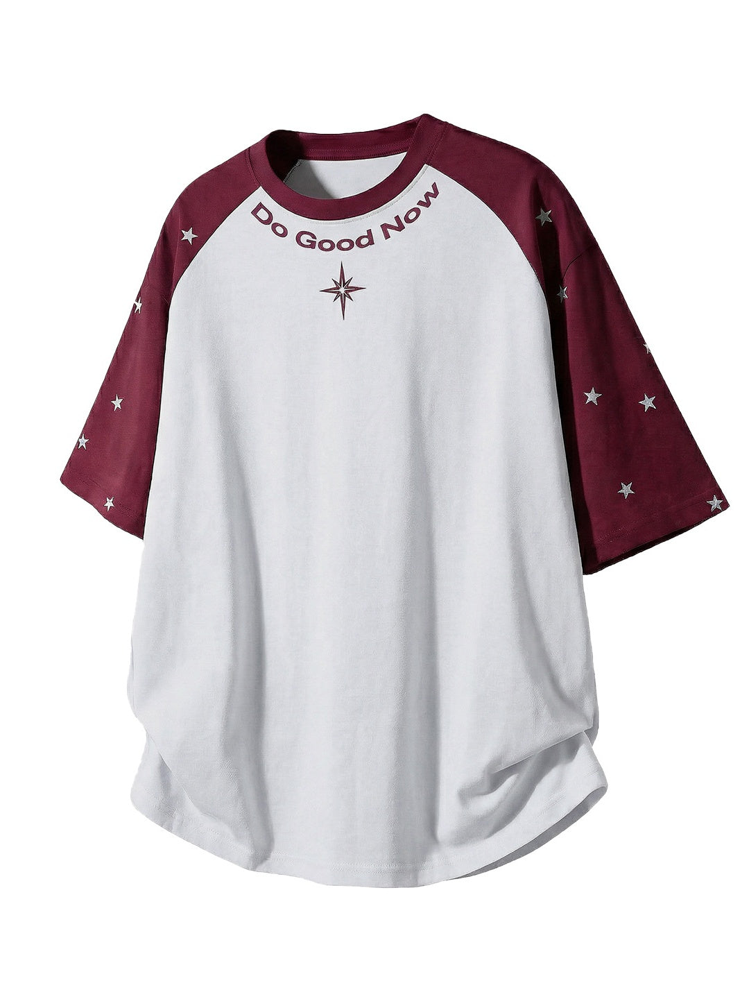 Color-blocked Star Letter Printed T-shirts