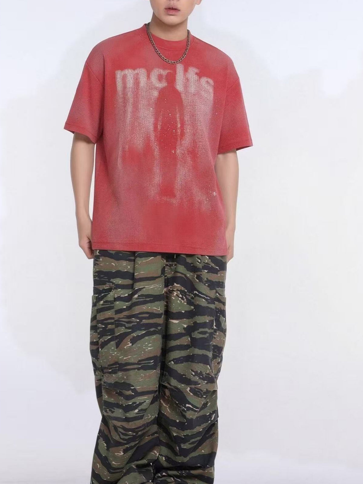 Retro Washed Illusory Silhouette BF Loose-fit T-shirt