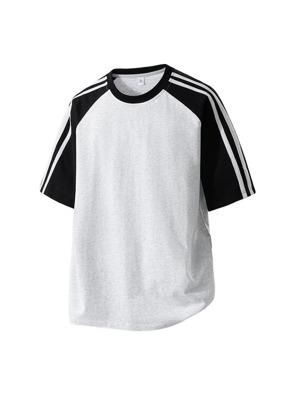 Stripes Patchwork Cooling Sensation Color-blocked T-shirts