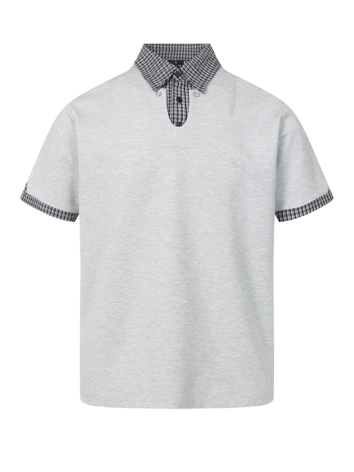 Layered-look Cleanfit Plaid Polo Shirt