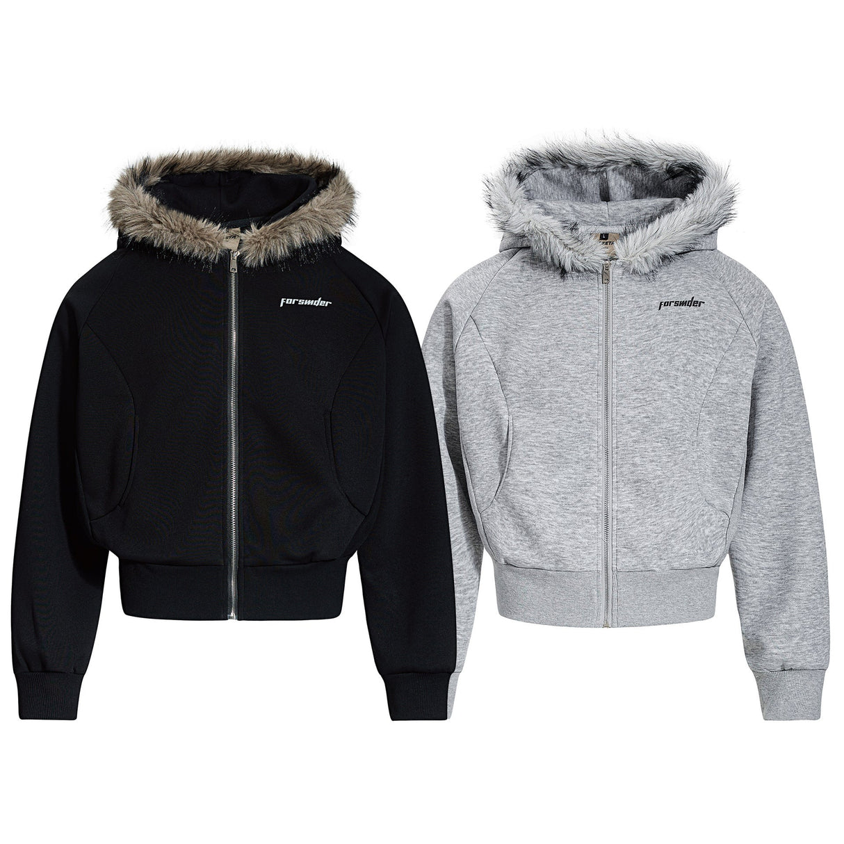 Fur Collar Hooded Zipper Sweatshirt
