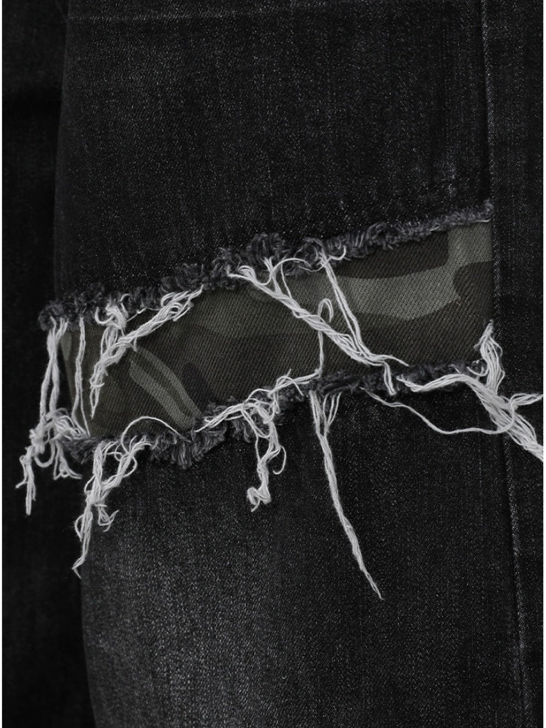 Patch Fake Hole Patchwork Jeans