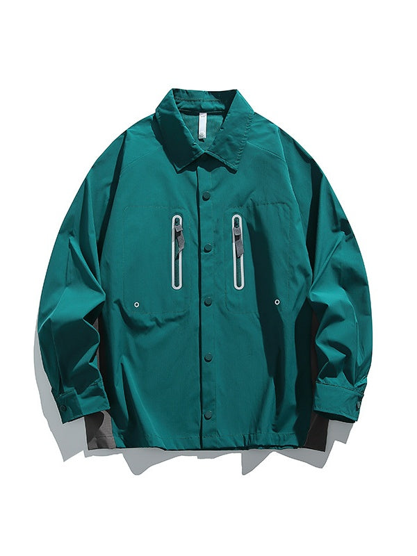 Outdoor Water-repellent Wear-resistant Sports Contrasting Colors Function Lapel Long-sleeved Shirt