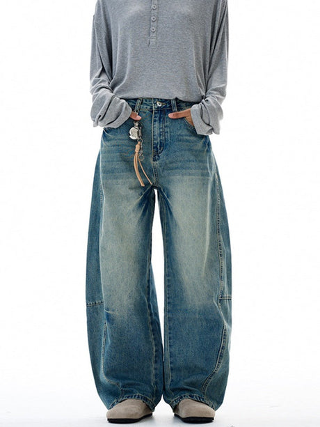 Washing Flower Tie Lightning Pattern Machete Loose Wide-leg Jeans