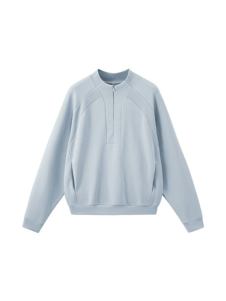 Lycra Pearl Stretch Half Zipper Comfort Keep Warm Sweatshirts&Hoodies