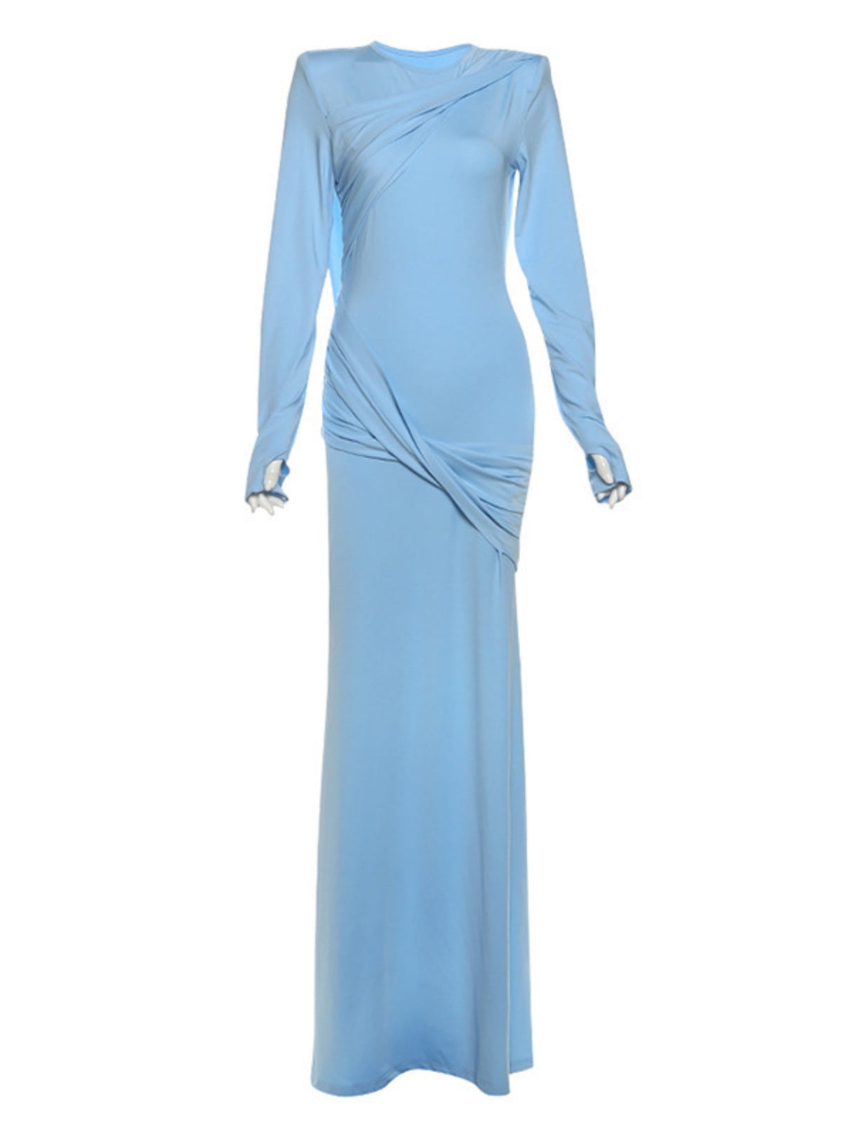 Backless Long-sleeved Solid Color Temperament Sexy Slim Long Dress Women's Clothing