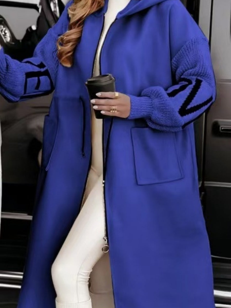 Liber Autumn Women's Pocket Letter Drawstring Long Trench Coats
