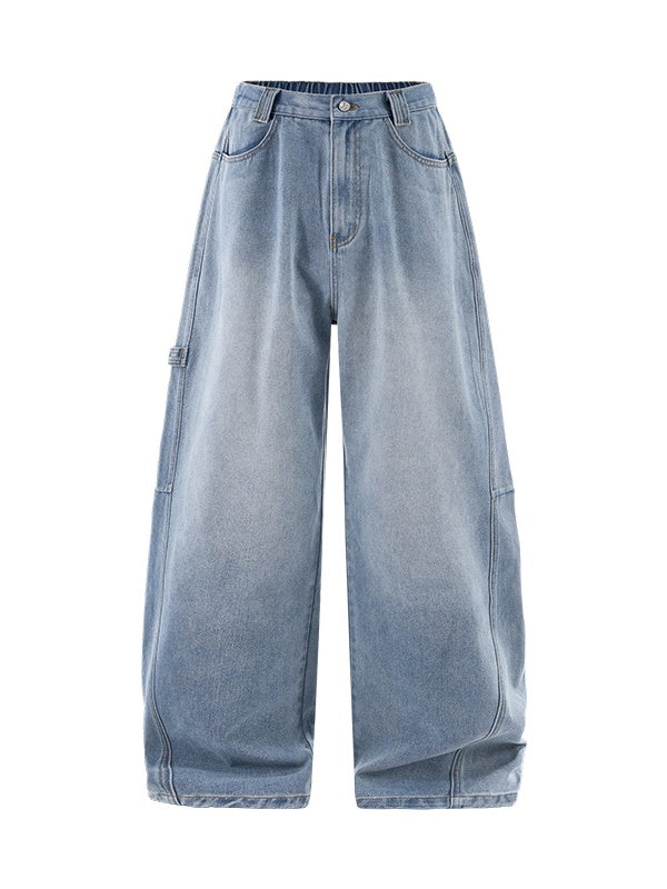 Retro Washing Old Blended Wide-leg Tooling Jeans