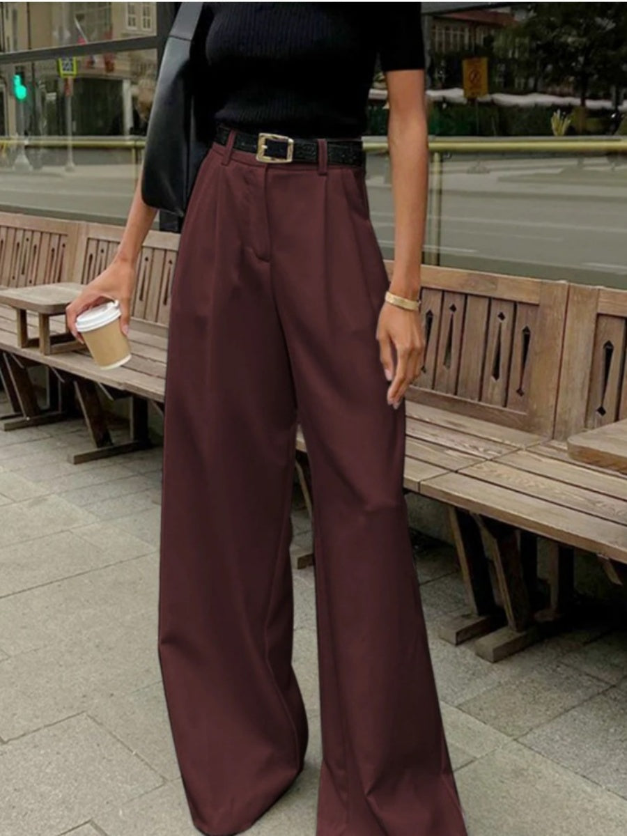 Basic Wide Leg Pocket High waist Pants