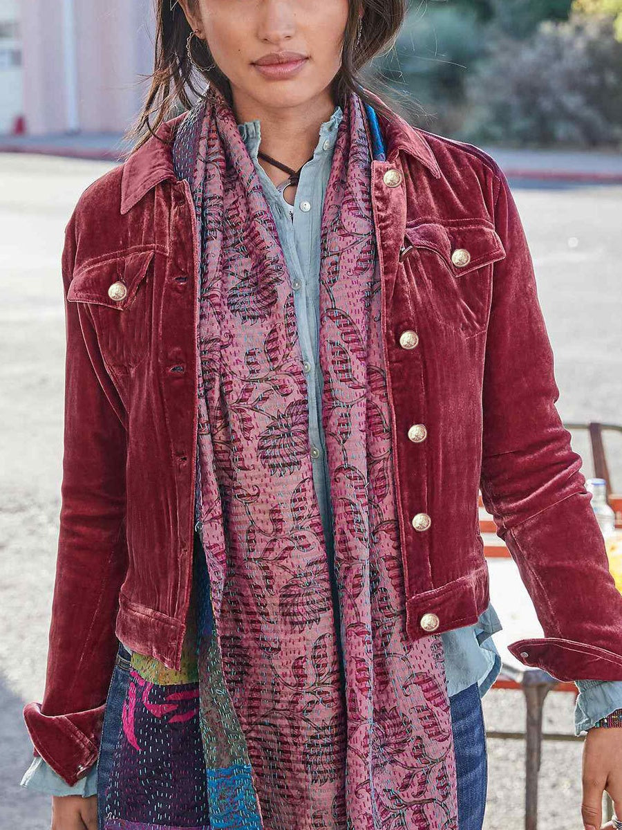 Velvet Buttons Pocket Short Jackets