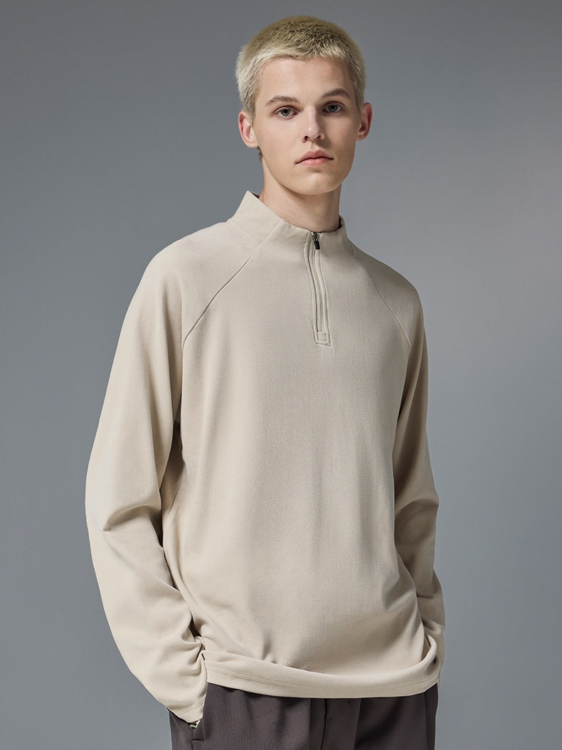 Liber Autumn Neutral wear Zipper decoration Solid Color T-shirts