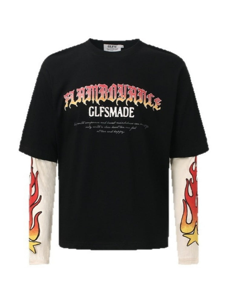 Liber Autumn Neutral wear Color matching Printed T-shirts