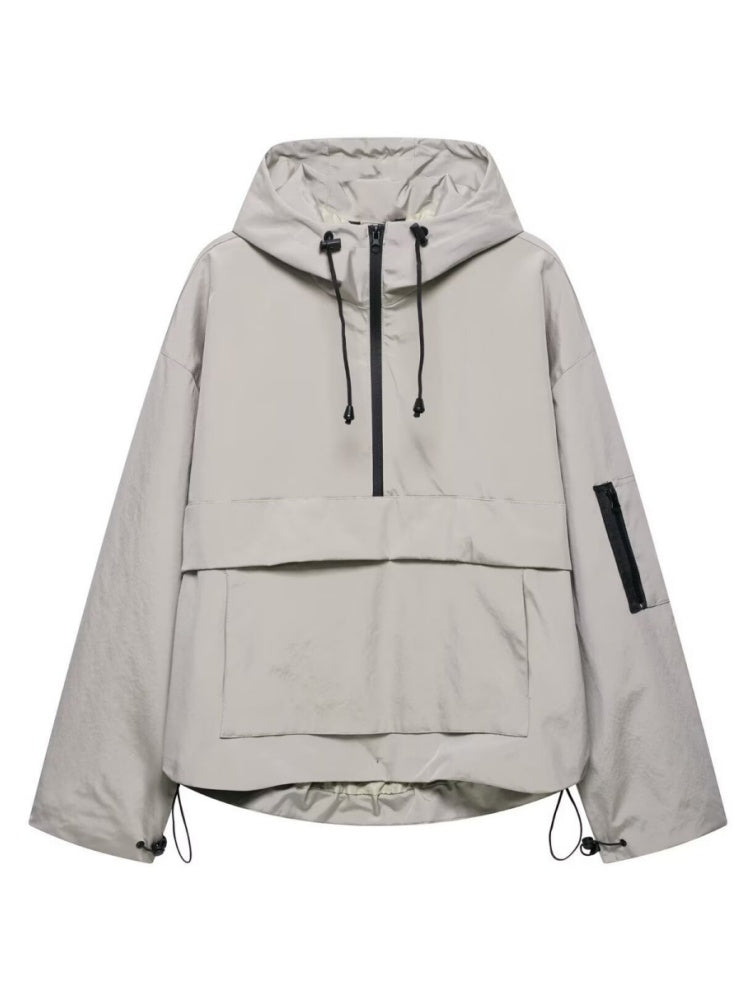 Casual Workwear Style Hooded Pocket Zipper Jacket