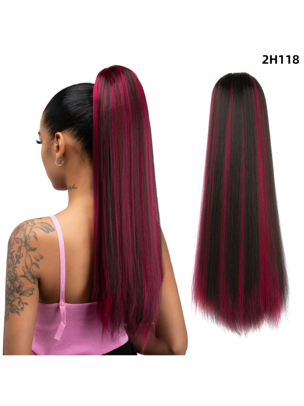 Drawstring Long Straight Synthetic Fiber Wig