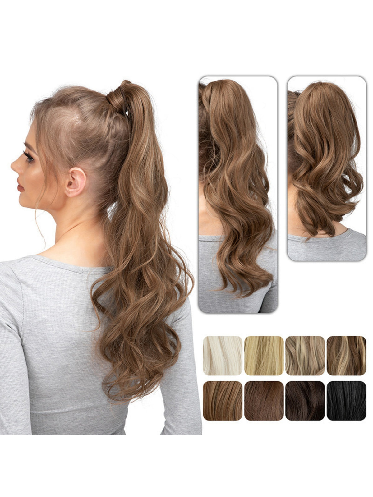 Long, Wavy, Natural Curl Wig With Wrap-around Design