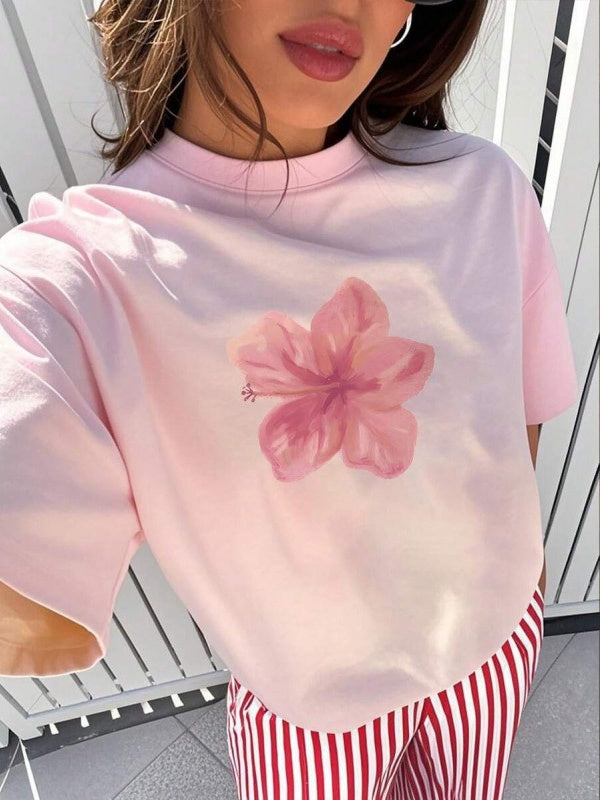 Casual And Versatile 3D Letter Pattern T-shirt