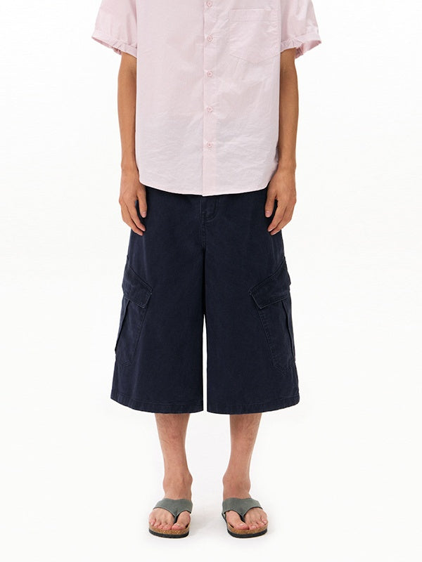 Washed Distressed Work Clothes 7 Points Shorts