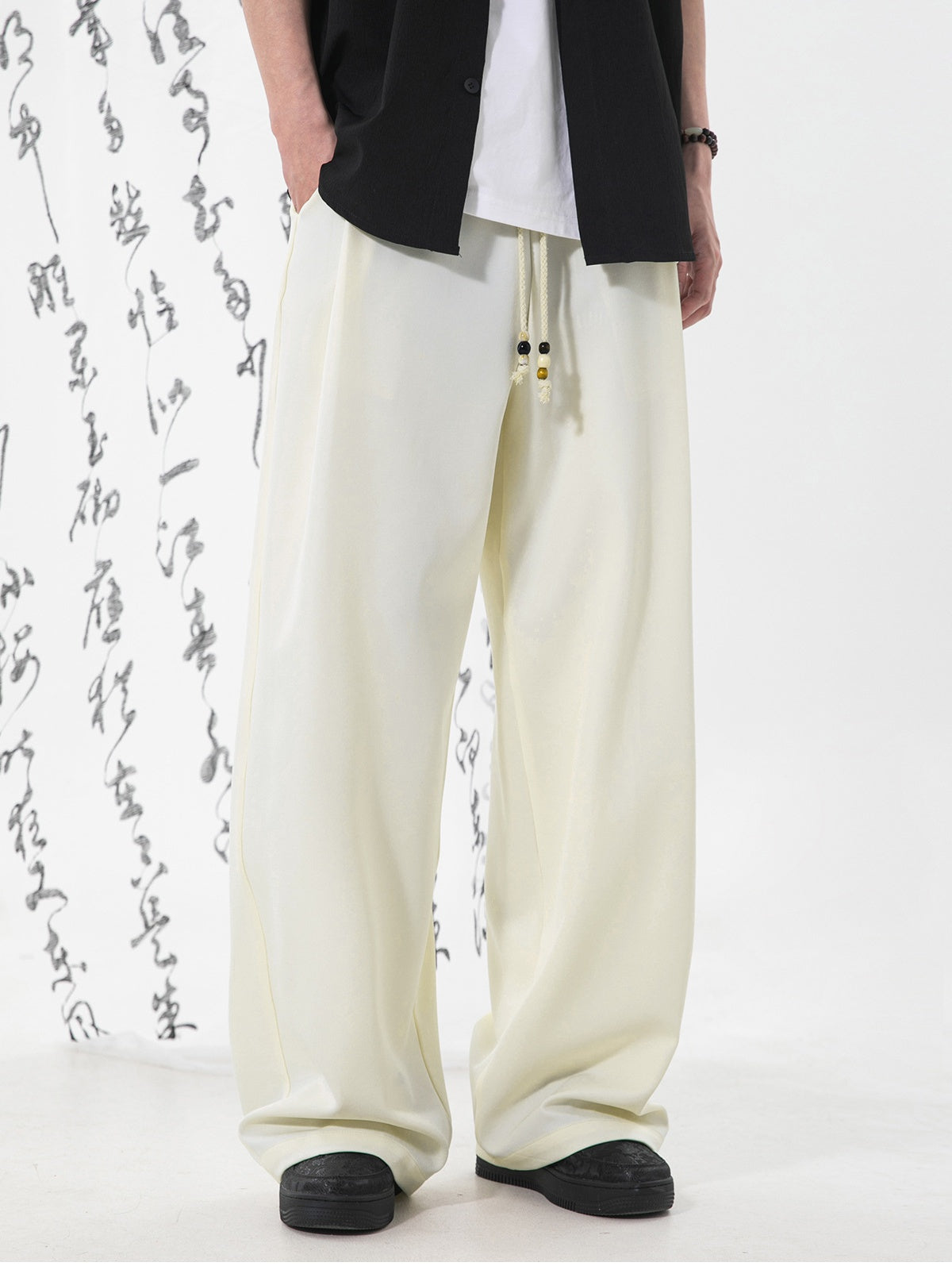 New Chinese Style Chinese Knot Design Loose-fit Pants