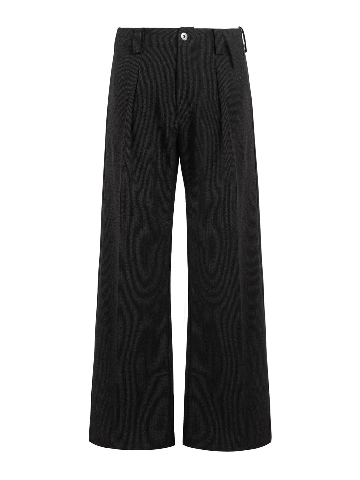 Wool-Blend Houndstooth-Stripe Pleated A-Line Wide-Leg Trousers