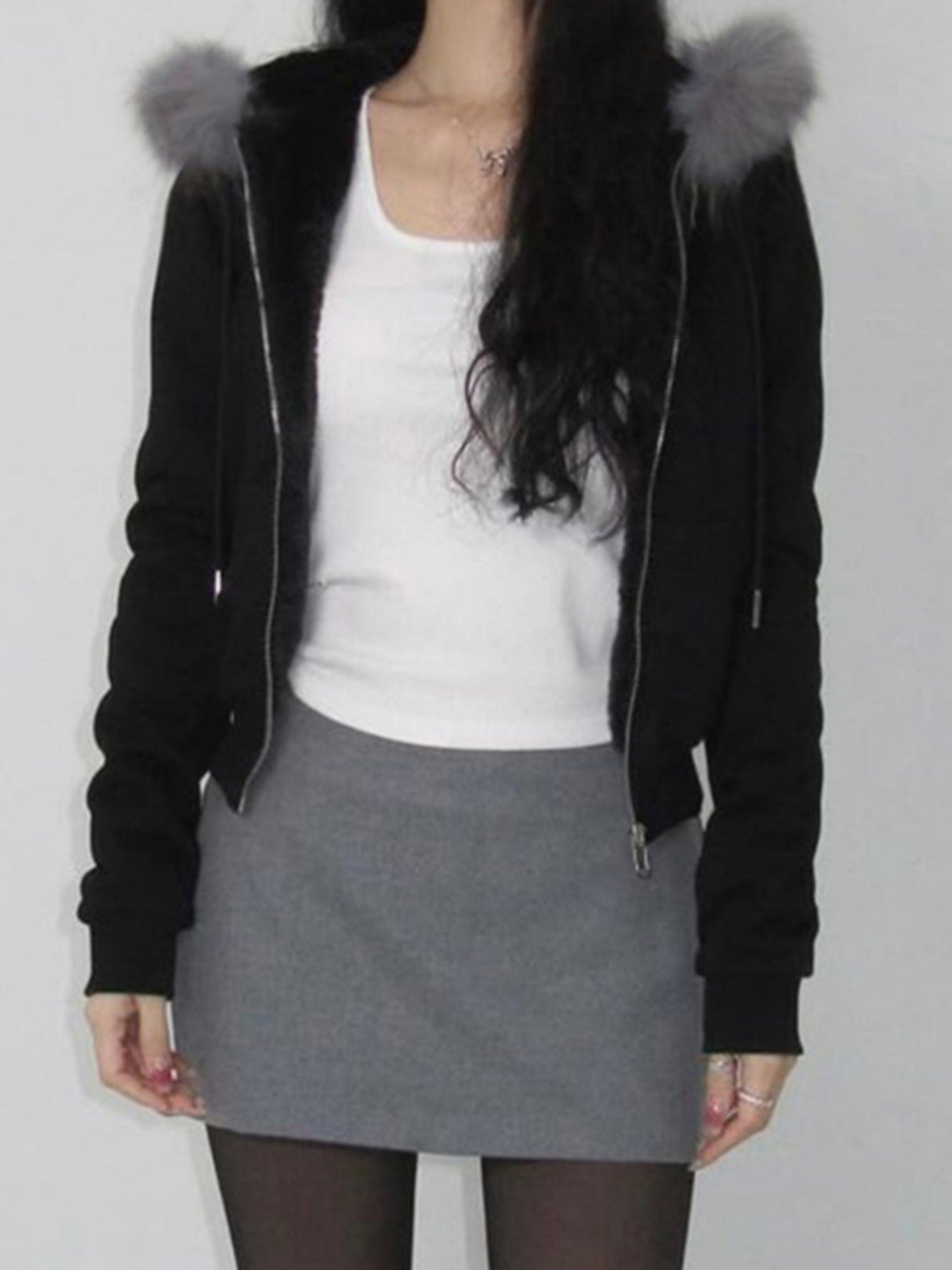 Fleece-lined For Warmth Double-ended Zipper Plush Patchwork Hoodies Jackets