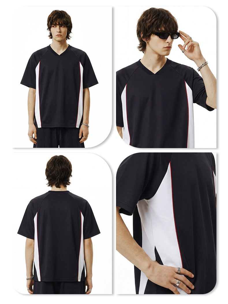 Antibacterial Cool Feeling Quick-drying Color-blocked T-shirt