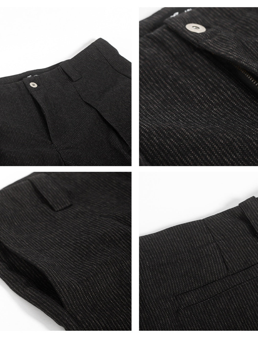 Wool-Blend Houndstooth-Stripe Pleated A-Line Wide-Leg Trousers