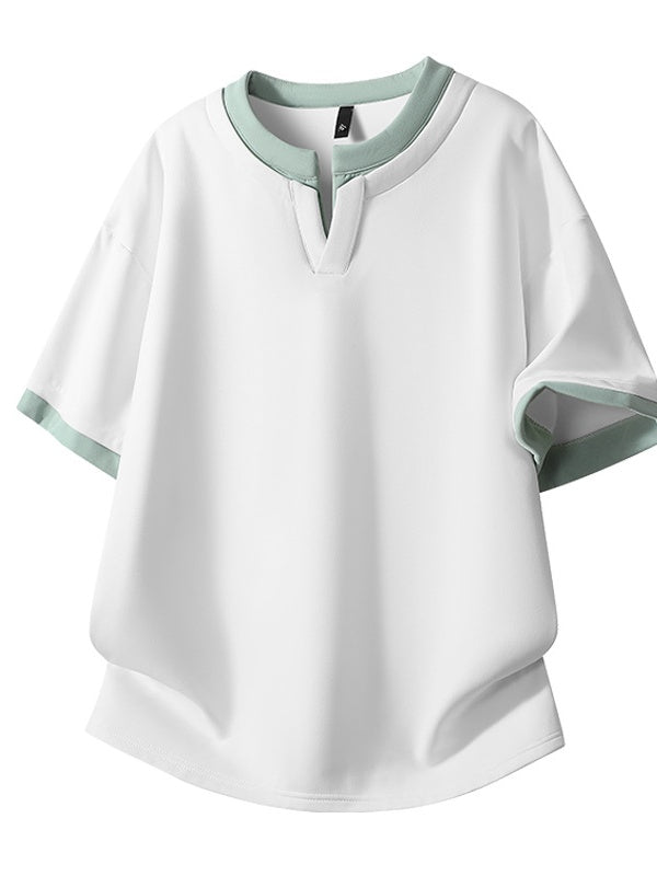 Layered-look Color-blocked Loose-fit T-shirts