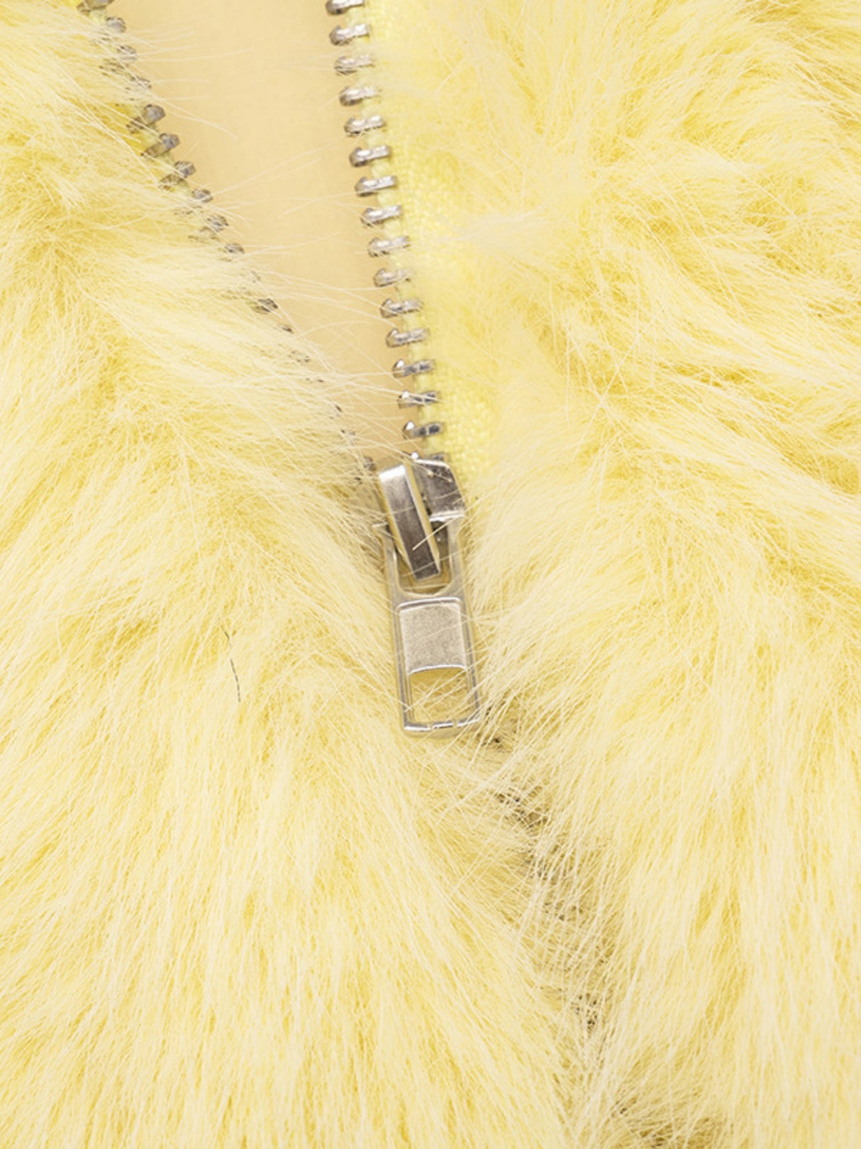 Faux Fur Zipper Hood Sleeveless Cropped Top Vest