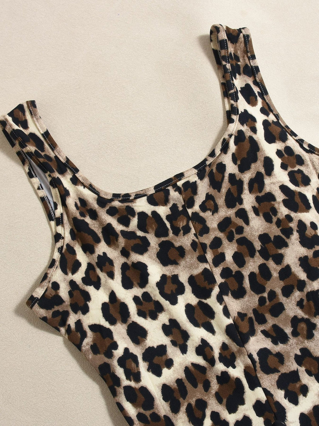 Liber Leopard Print Bell-bottoms Suspender Bodysuit/pants